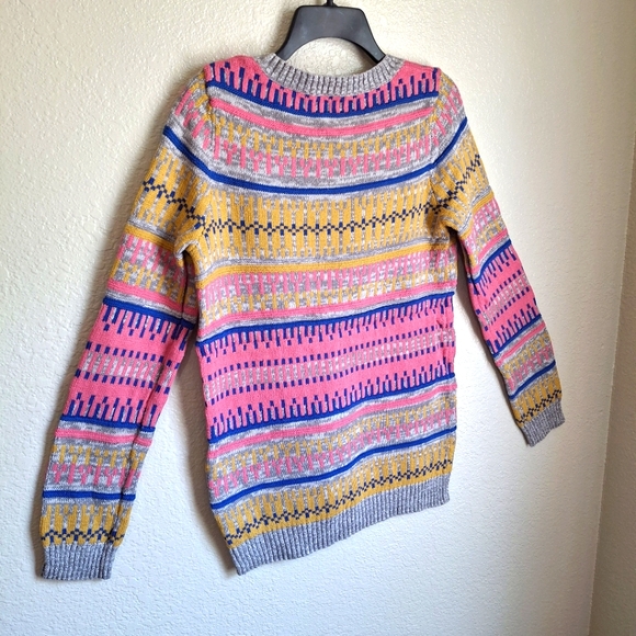 Western Print Mossimo Supply Scoop Neck Knitted Medium Cable Knit Sweater - Picture 4 of 5